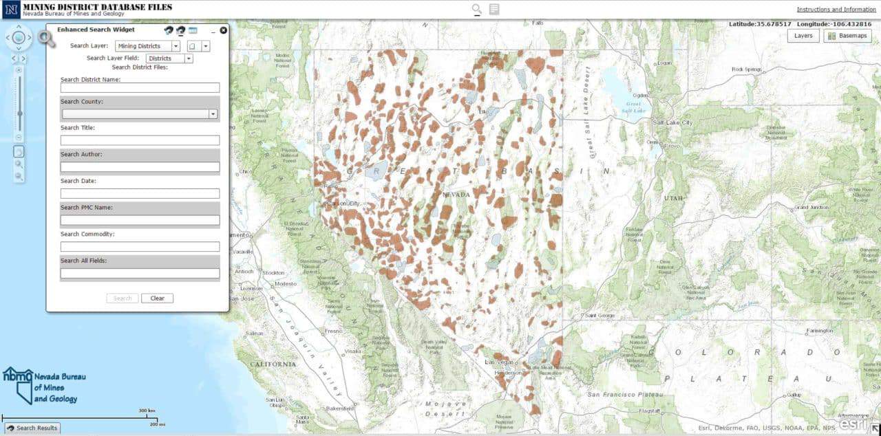 Nevada Mining District Database