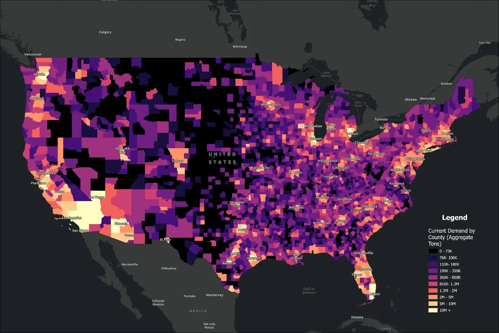 Top 25 U.S. Counties by Estimated Current Aggregate Demand