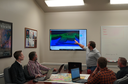 Burgex team reviewing a 3D mine model.